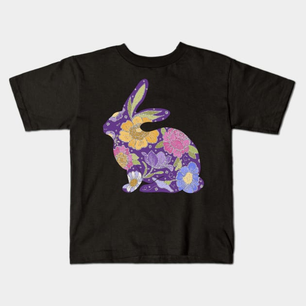 Virginia the Floral Bunny Kids T-Shirt by MarcyBrennanArt